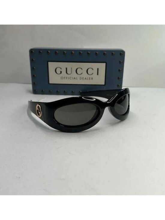 New Authentic GUCCI GG1247s 001 Black/Gold Oval sunglasses